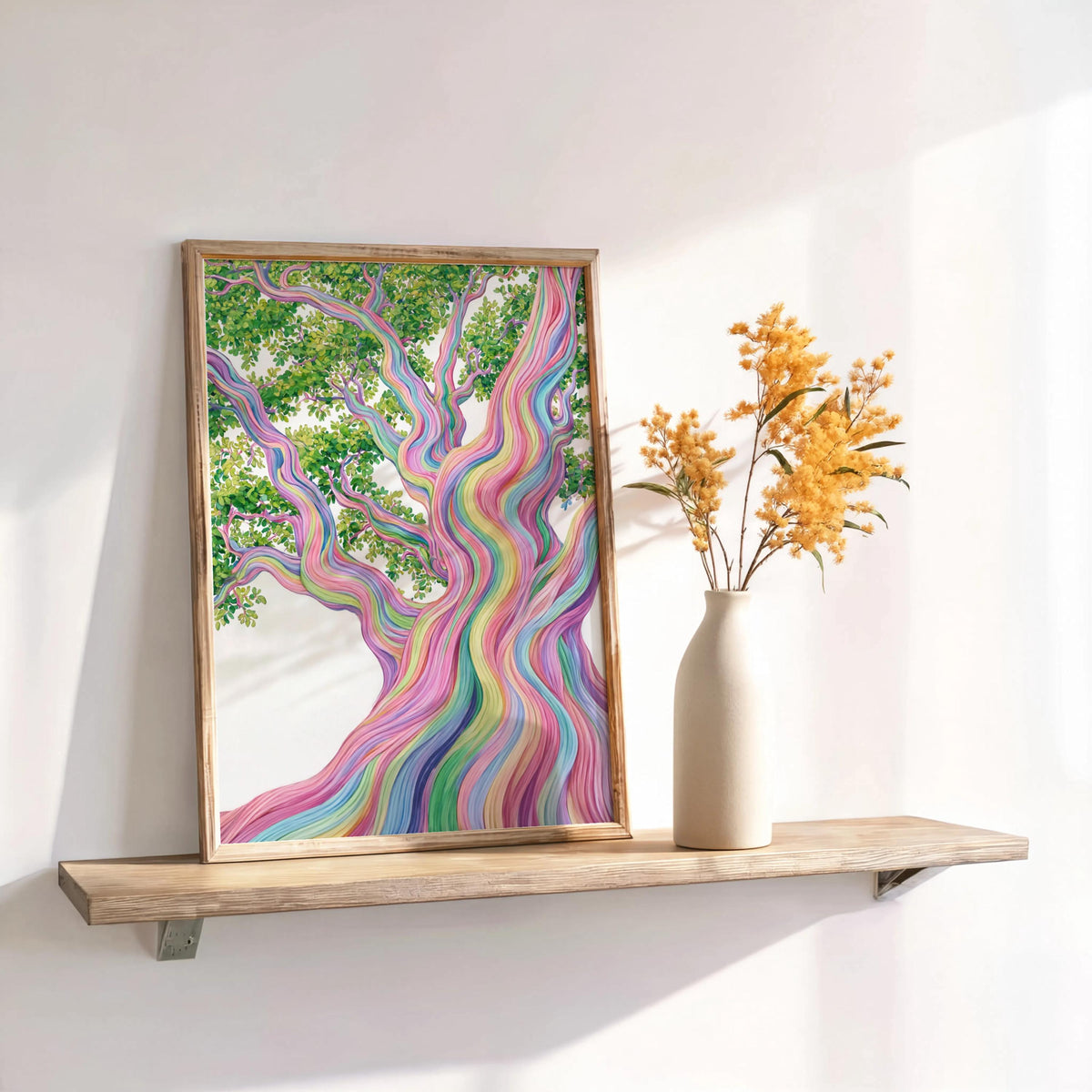Rainbow Eucalyptus Tree Art Print, Psychedelic Forest Botanical Poster
