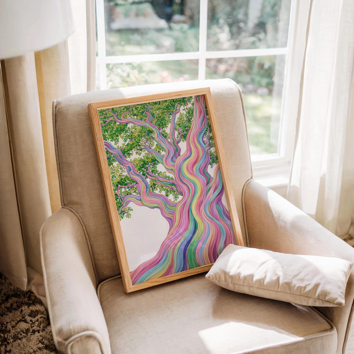 Rainbow Eucalyptus Tree Art Print, Psychedelic Forest Botanical Poster
