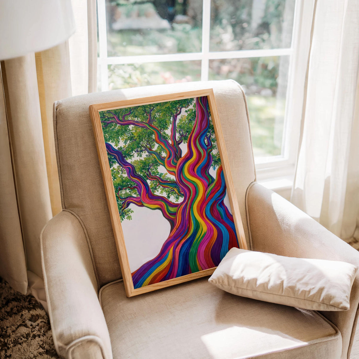 Rainbow Eucalyptus Tree Art Print, Psychedelic Forest Botanical Poster