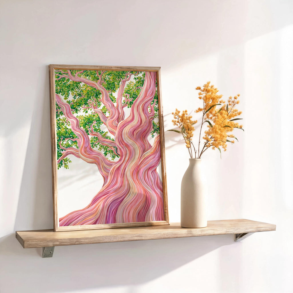 Rainbow Eucalyptus Tree Art Print, Psychedelic Forest Botanical Poster