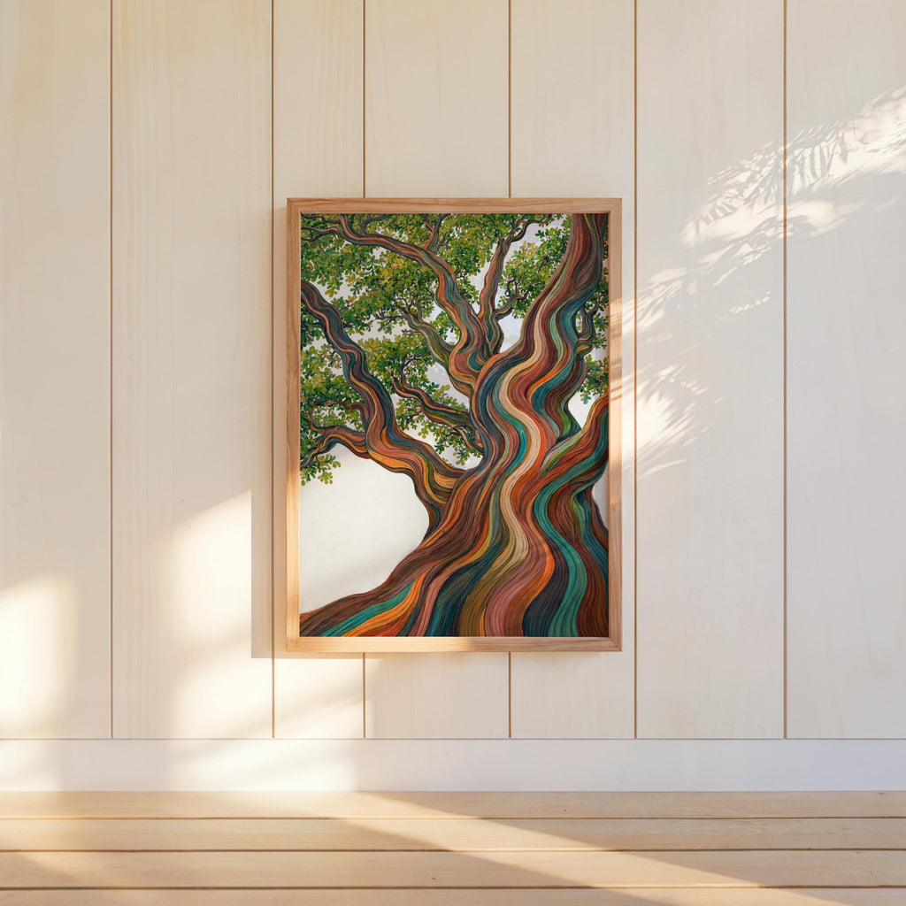 Rainbow Eucalyptus Tree Art Print, Psychedelic Forest Botanical Poster