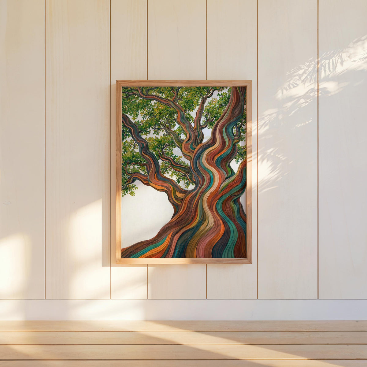 Rainbow Eucalyptus Tree Art Print, Psychedelic Forest Botanical Poster