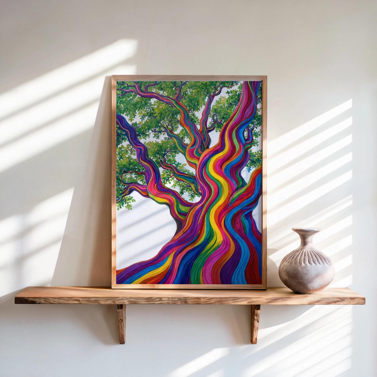 Rainbow Eucalyptus Tree Art Print, Psychedelic Forest Botanical Poster