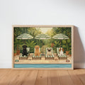 Poolside Dog Wall Art, Funny Dogs on Sun Loungers Print, Retro Tropical Garden Poster, Summer Home Decor, Pet Lover Gift, Dog Mom Gift