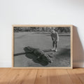Funny Alligator Golf Wall Art, Vintage Photography Print, Father Sports Gift, Black White Decor, Retro Fairway Poster, Mid Century Photo