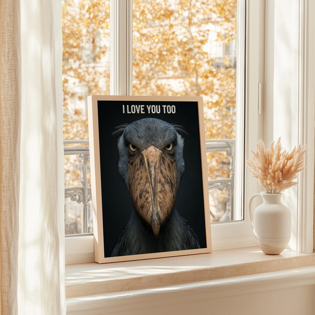 Shoebill Stork Wall Art, Funny Custom Bird Quote Poster, Personalisable Wildlife Photography, Unique Animal Lover Gift, Quirky Home Decor