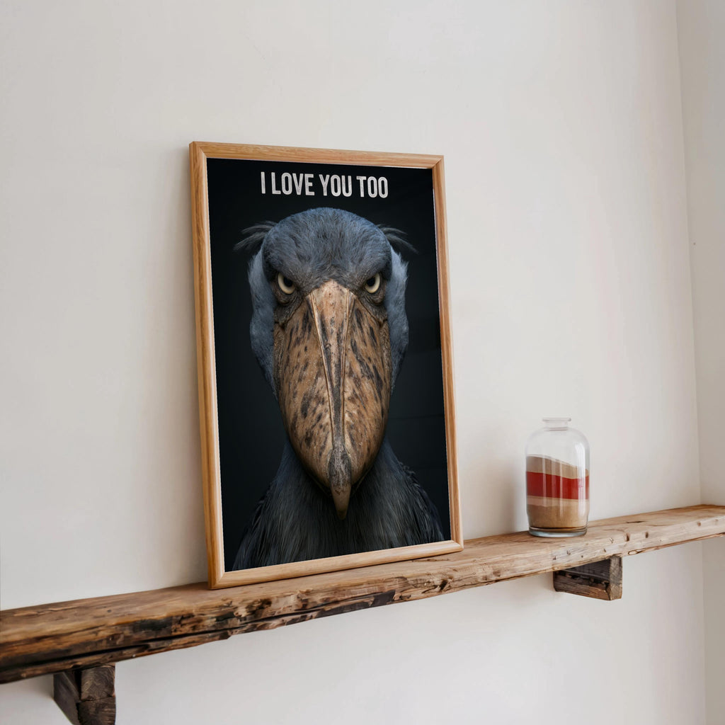 Shoebill Stork Wall Art, Funny Custom Bird Quote Poster, Personalisable Wildlife Photography, Unique Animal Lover Gift, Quirky Home Decor