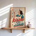 Kisses If You Do Dishes Print, Retro Kitchen Wall Art, Funny Diner Decor, Sassy Housewife Rules Poster, Quirky Typography Quote