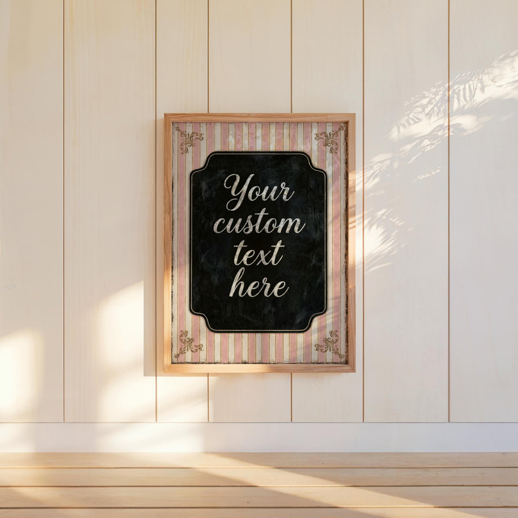Custom Retro Striped Typography Poster, Personalized Quote Art