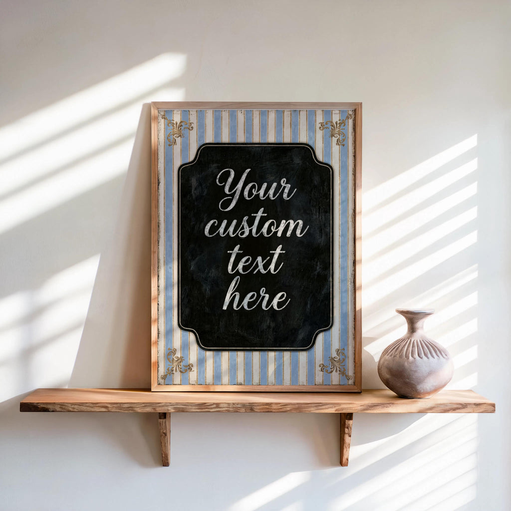Custom Retro Striped Typography Poster, Personalized Quote Art