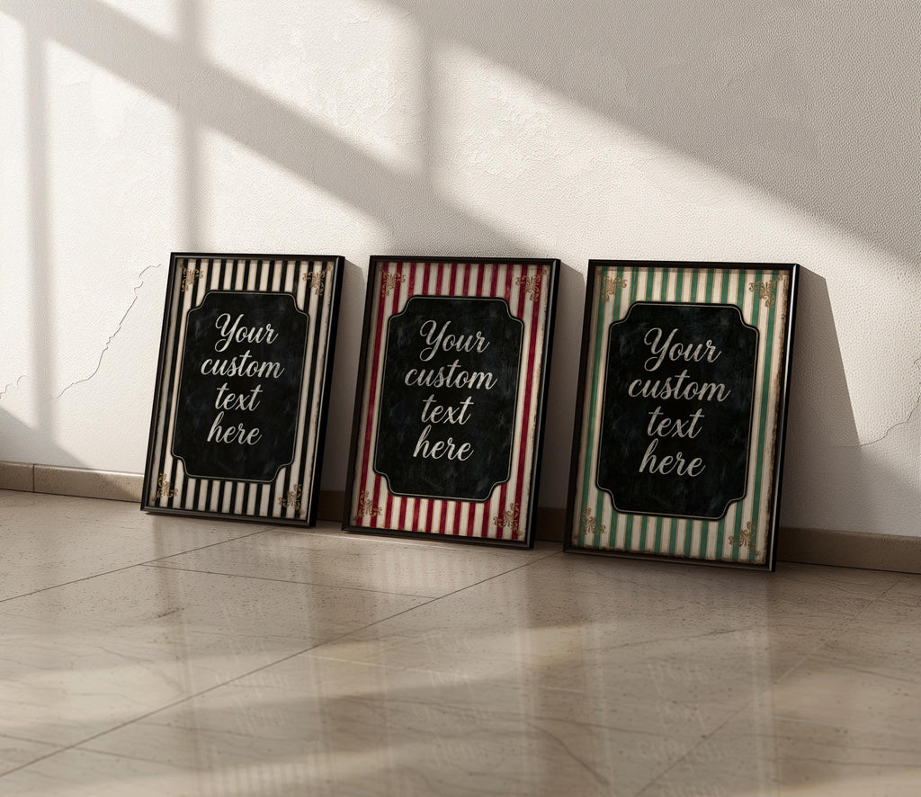 Custom Retro Striped Typography Poster, Personalized Quote Art