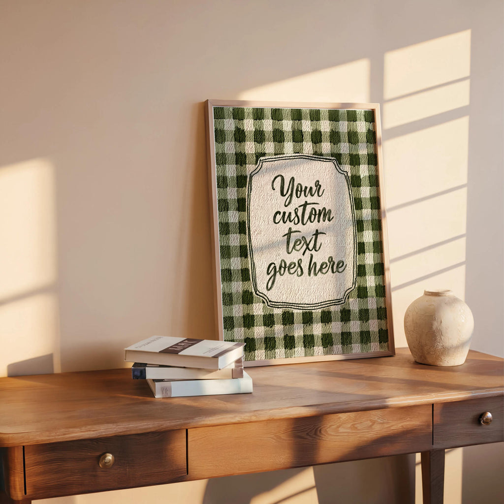 Personalized Gingham Quote Wall Art: Custom Text Print, Retro Typography, Dopamine Decor, it feels so good, how lucky are we, fun & games