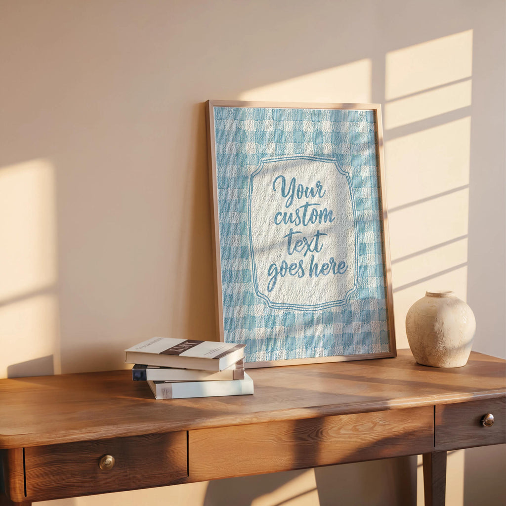 Personalized Gingham Quote Wall Art: Custom Text Print, Retro Typography, Dopamine Decor, it feels so good, how lucky are we, fun & games