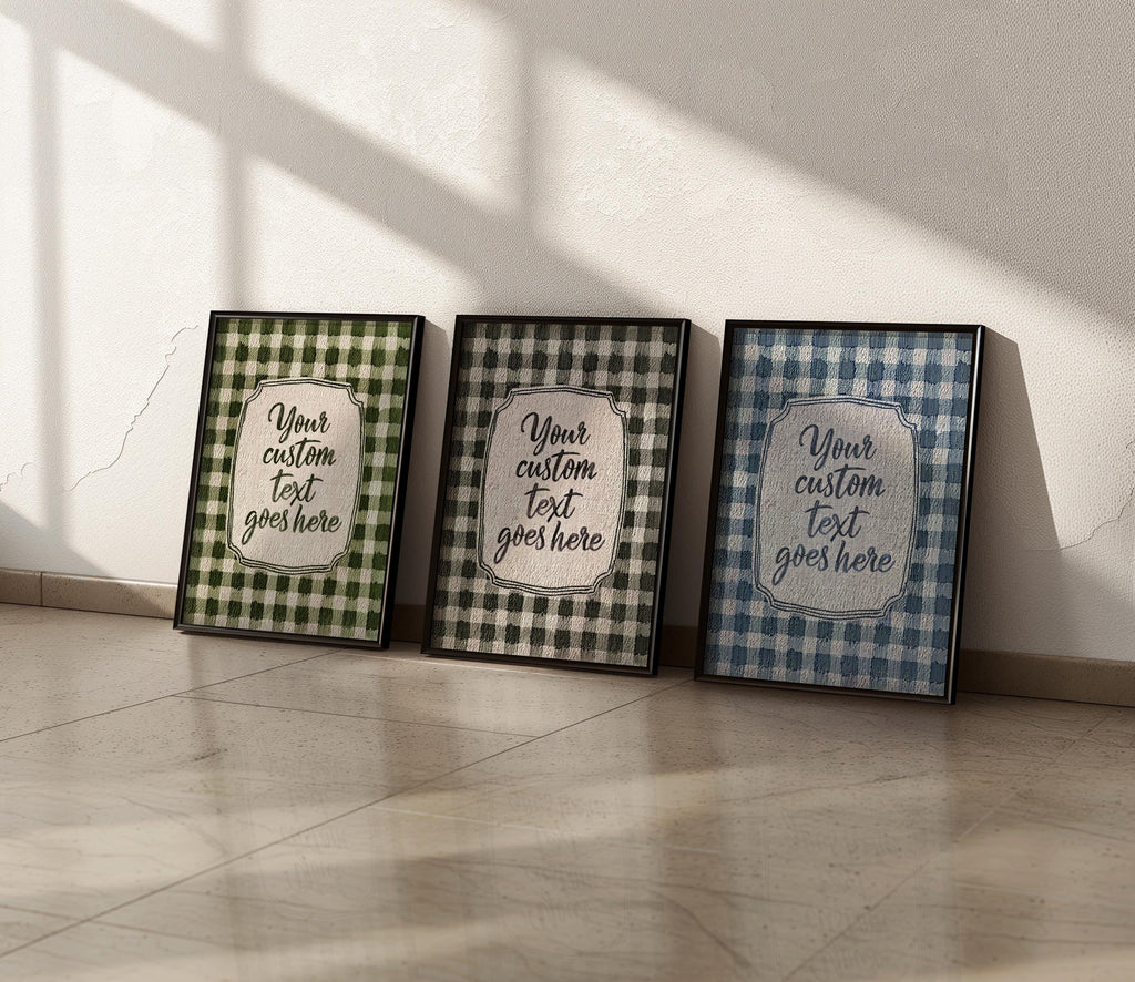 Personalized Gingham Quote Wall Art: Custom Text Print, Retro Typography, Dopamine Decor, it feels so good, how lucky are we, fun & games