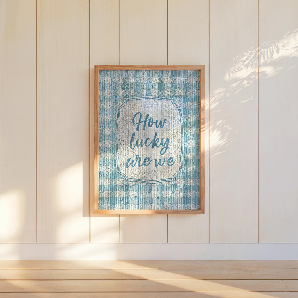 Personalized Gingham Quote Wall Art: Custom Text Print, Retro Typography, Dopamine Decor, it feels so good, how lucky are we, fun & games