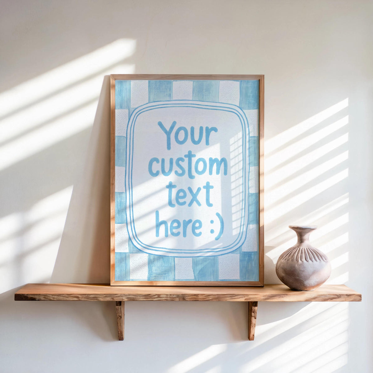 Custom Checkered Typography Poster: Personalized Text Wall Art, Gingham Custom Quote Print, How Lucky Are We, Fun & Games, It Feels So Good