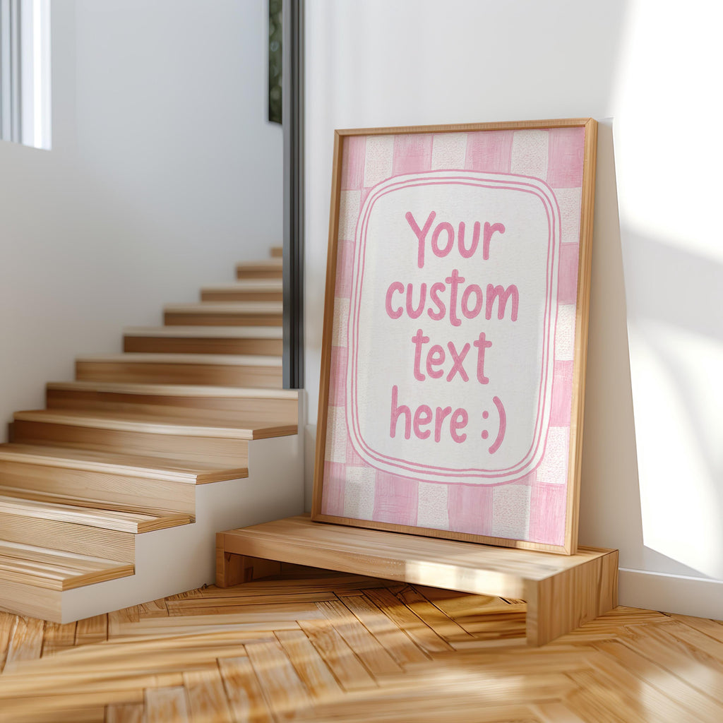 Custom Checkered Typography Poster: Personalized Text Wall Art, Gingham Custom Quote Print, How Lucky Are We, Fun & Games, It Feels So Good