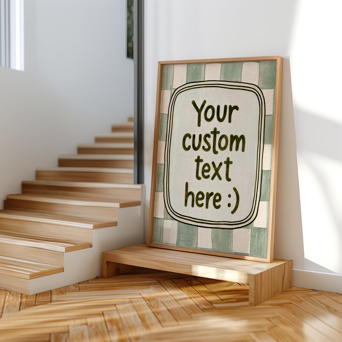 Custom Checkered Typography Poster: Personalized Text Wall Art, Gingham Custom Quote Print, How Lucky Are We, Fun & Games, It Feels So Good