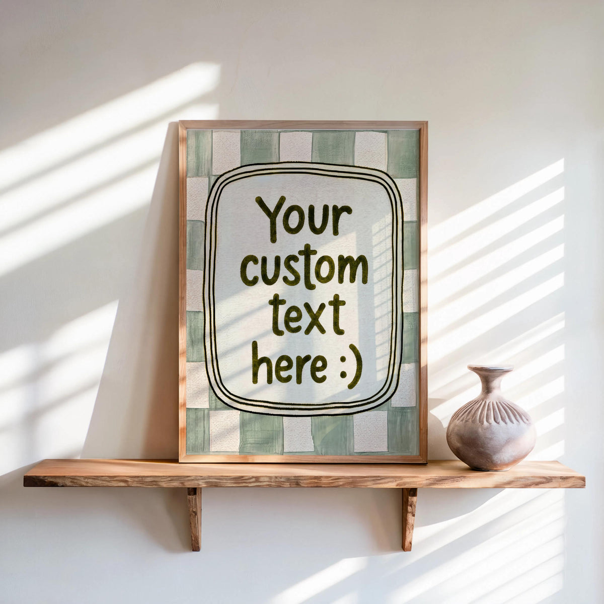 Custom Checkered Typography Poster: Personalized Text Wall Art, Gingham Custom Quote Print, How Lucky Are We, Fun & Games, It Feels So Good