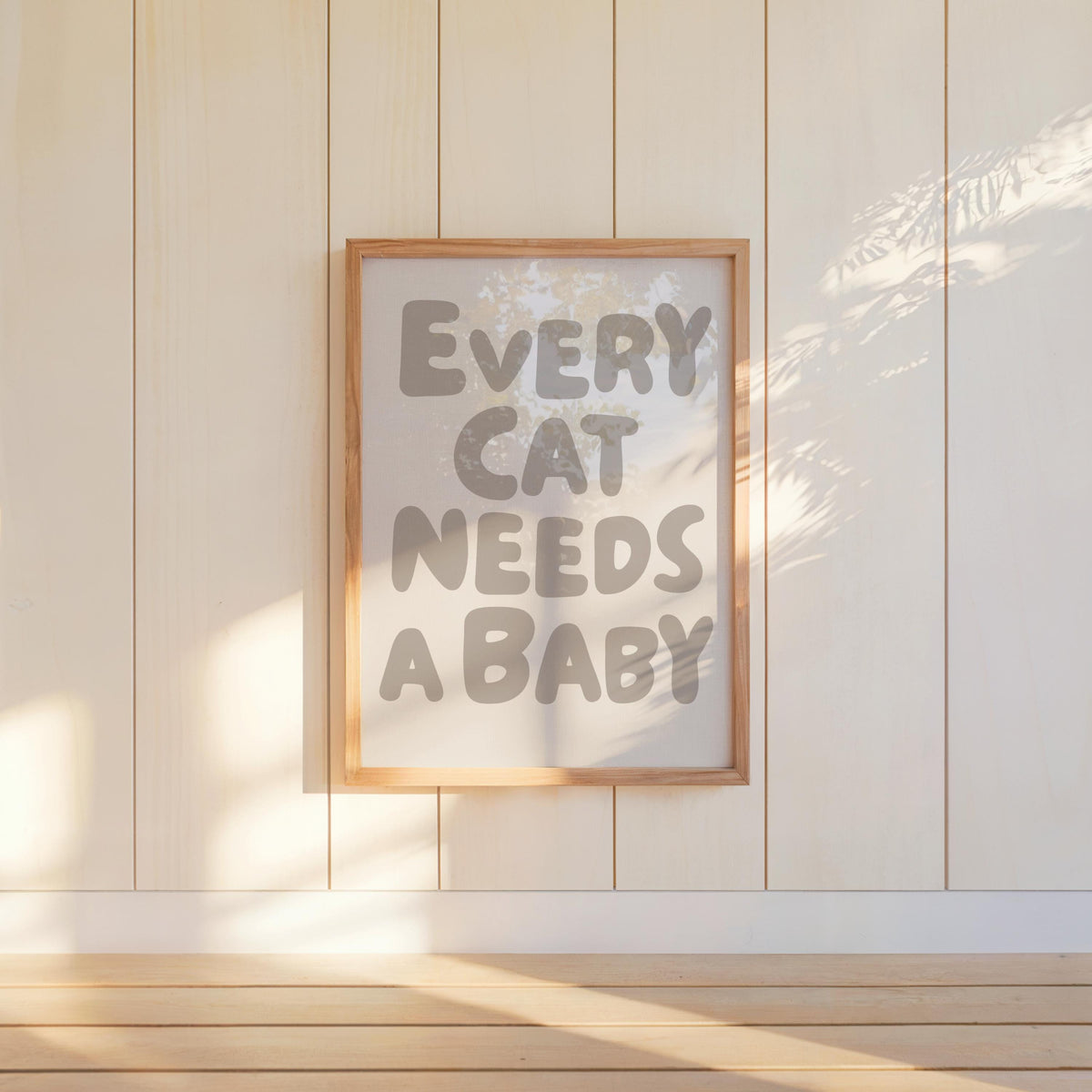 Every Cat Needs a Baby Print, Funny Cat Lover Poster, Retro Nursery Wall Art, Cute Playroom Typography Decor, Whimsical Baby Reveal Quote