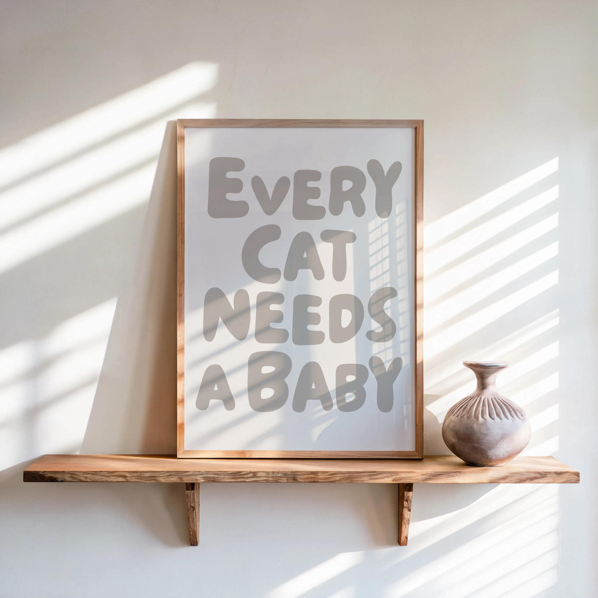 Every Cat Needs a Baby Print, Funny Cat Lover Poster, Retro Nursery Wall Art, Cute Playroom Typography Decor, Whimsical Baby Reveal Quote