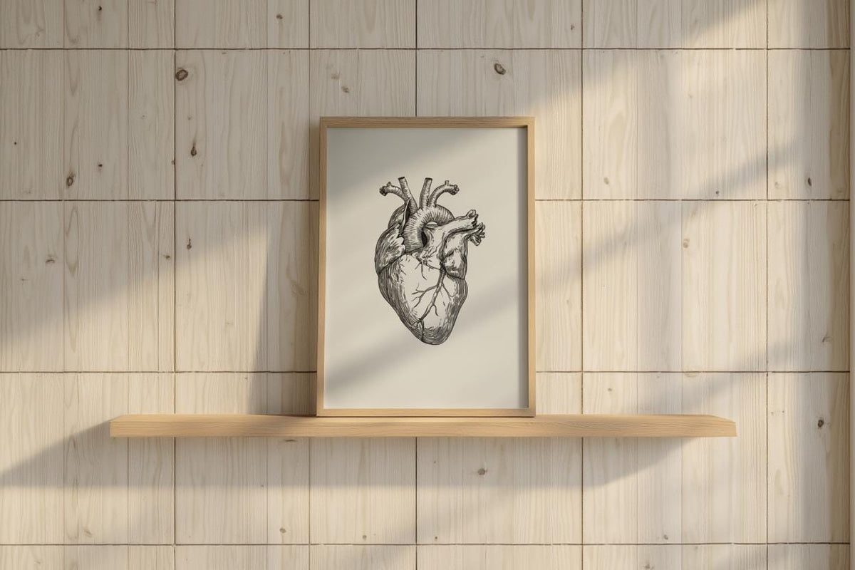 Anatomical Heart Line Art Print, Medical Office Decor, Minimalist Doctor Illustration