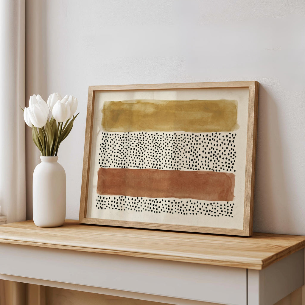 Abstract Minimalist Wall Art, Mid Century Modern Print, Japandi Poster, Wabi Sabi Watercolor Poster, Earthy Boho Decor Horizontal Panel