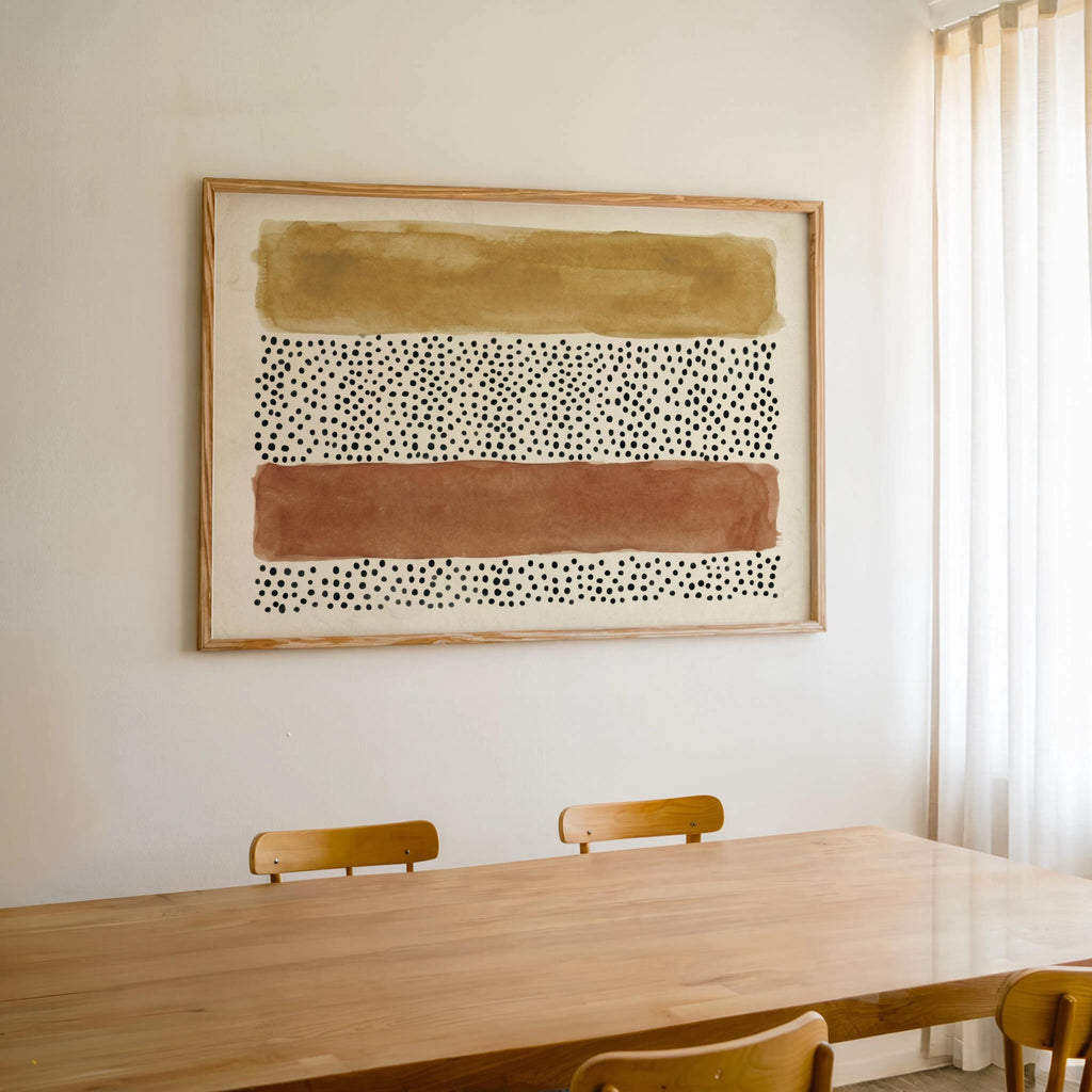 Abstract Minimalist Wall Art, Mid Century Modern Print, Japandi Poster, Wabi Sabi Watercolor Poster, Earthy Boho Decor Horizontal Panel