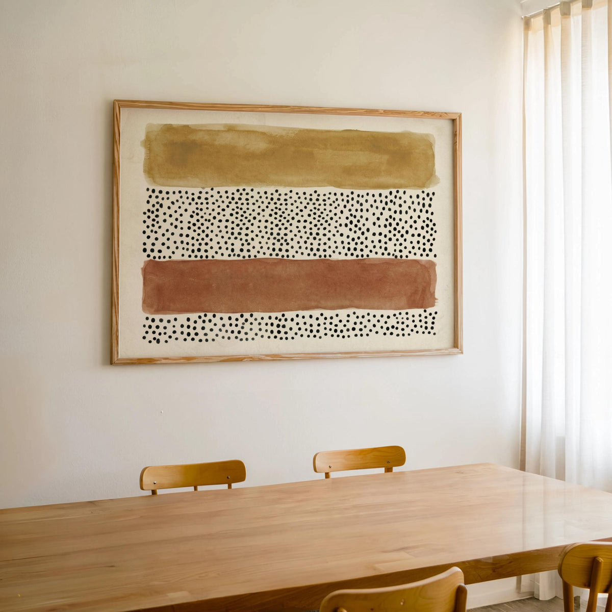 Abstract Minimalist Wall Art, Mid Century Modern Print, Japandi Poster, Wabi Sabi Watercolor Poster, Earthy Boho Decor Horizontal Panel