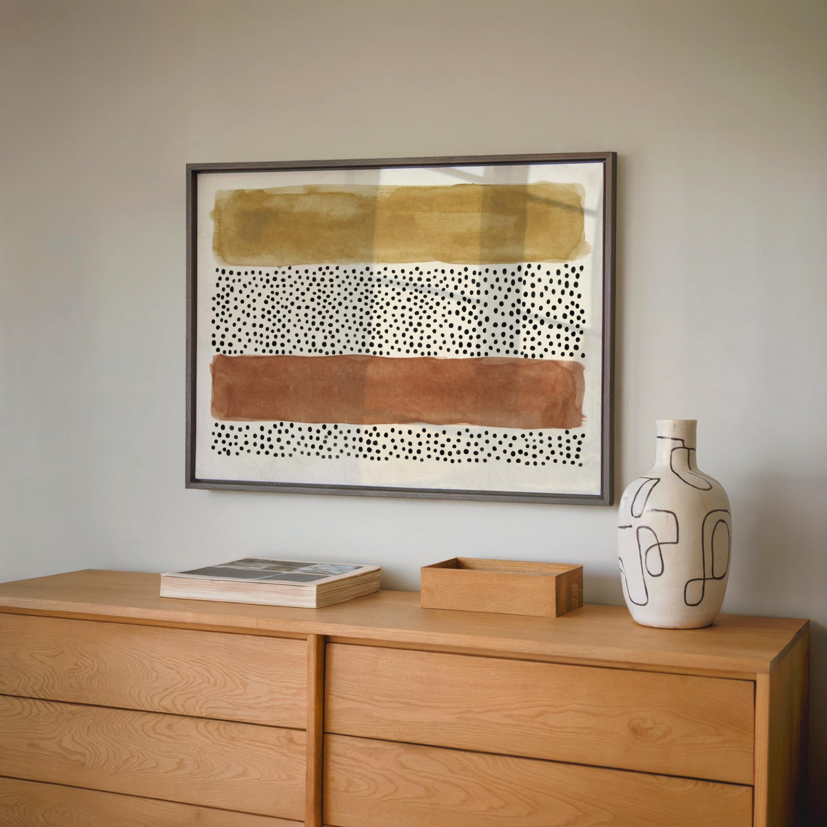 Abstract Minimalist Wall Art, Mid Century Modern Print, Japandi Poster, Wabi Sabi Watercolor Poster, Earthy Boho Decor Horizontal Panel