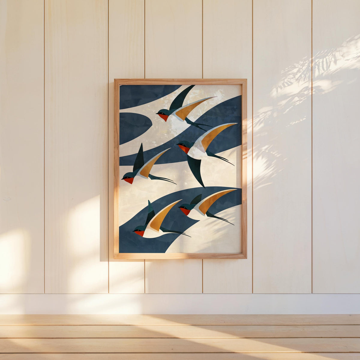 Japandi Swallow Print, Multiple Colors Mid Century Flying Birds Wall Art, Japanese Abstract Wabi Sabi Decor, Modern Boho Graphic Poster