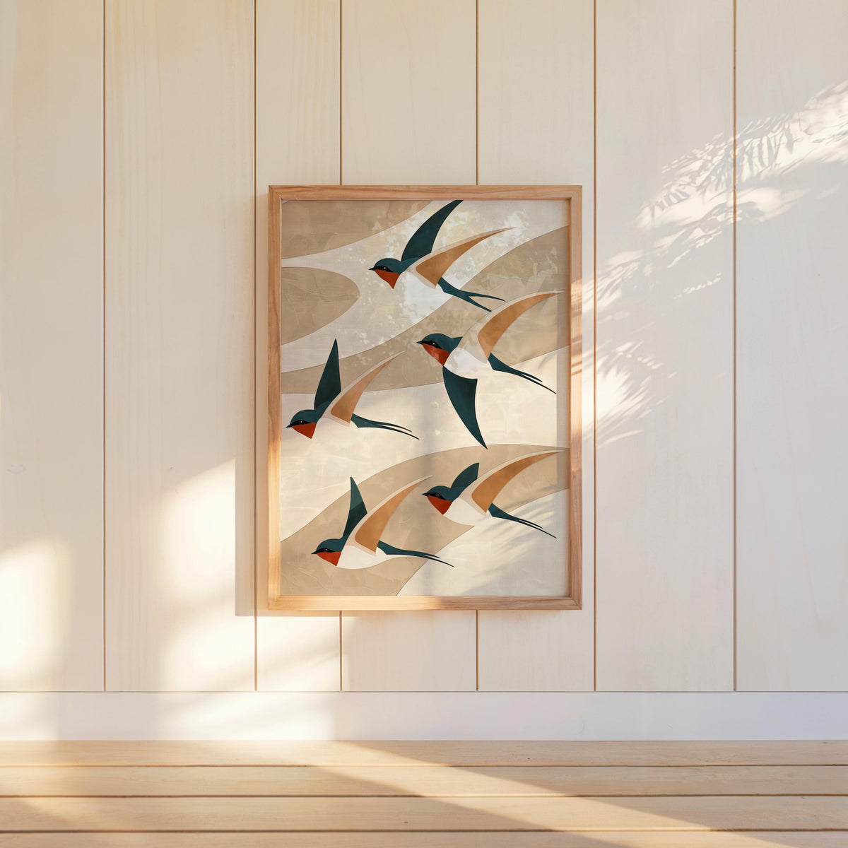Japandi Swallow Print, Multiple Colors Mid Century Flying Birds Wall Art, Japanese Abstract Wabi Sabi Decor, Modern Boho Graphic Poster