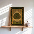 Arab Tree of Life Wall Art, Persian Floral Print, Islamic Geometrical Pattern, Middle Eastern Paradise Garden Decor, Botanical Olive Poster