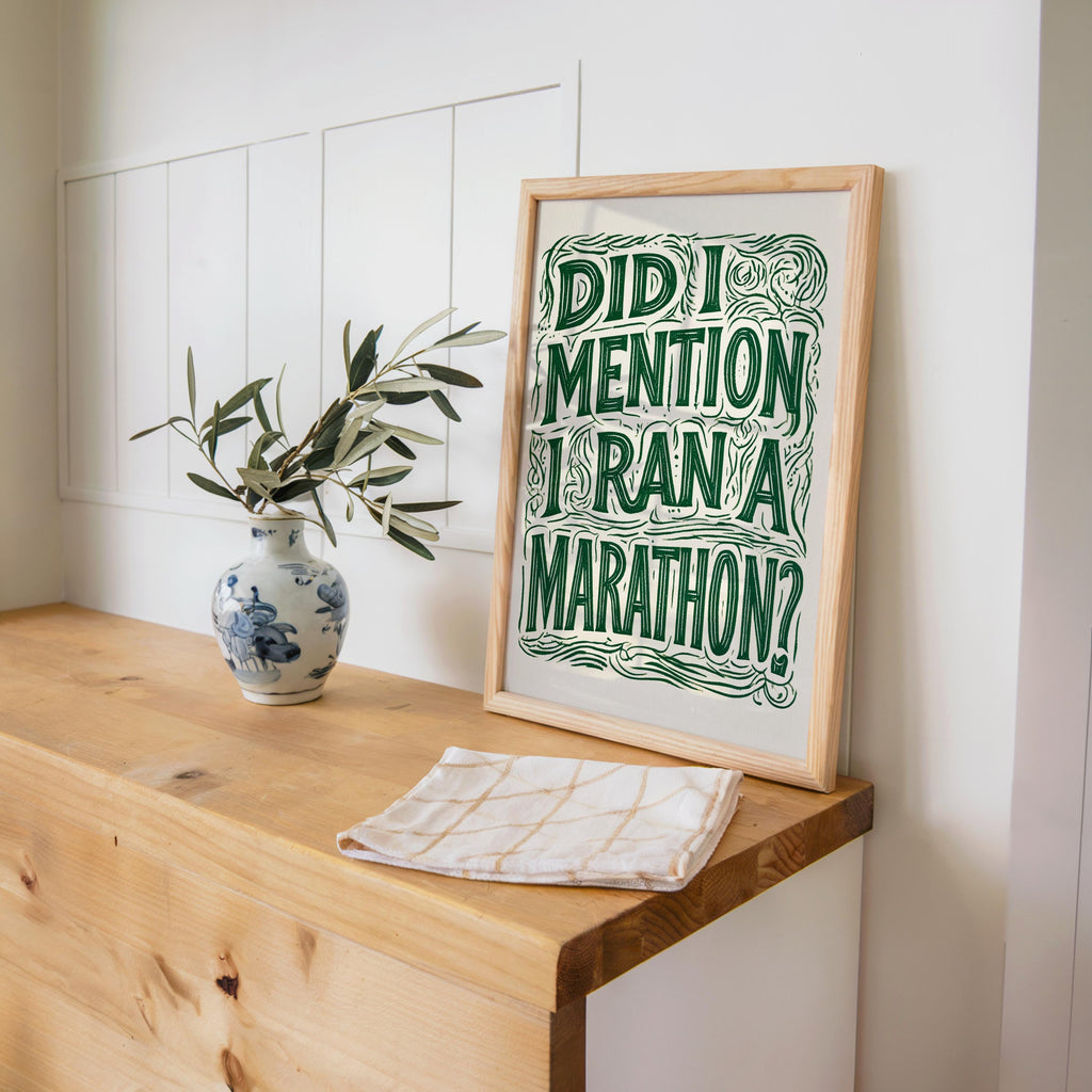 Funny Marathon Finisher Wall Art, Did I Mention I Ran A Marathon Poster, Running Quote Print, Runner Sports Joke Gift, Eclectic Typography