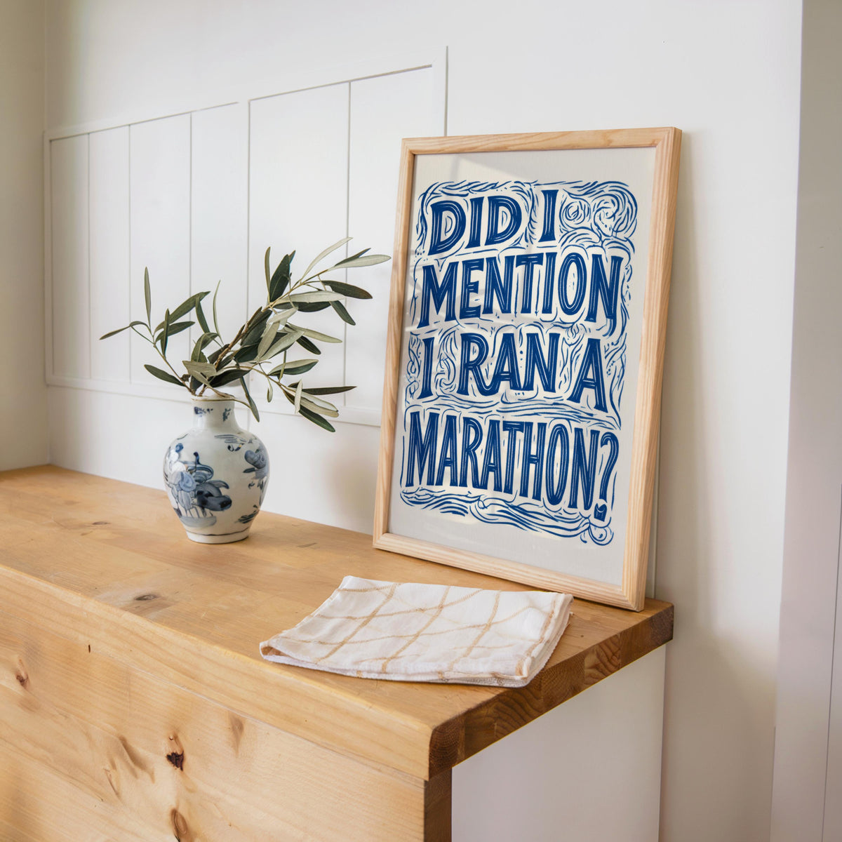 Funny Marathon Finisher Wall Art, Did I Mention I Ran A Marathon Poster, Running Quote Print, Runner Sports Joke Gift, Eclectic Typography