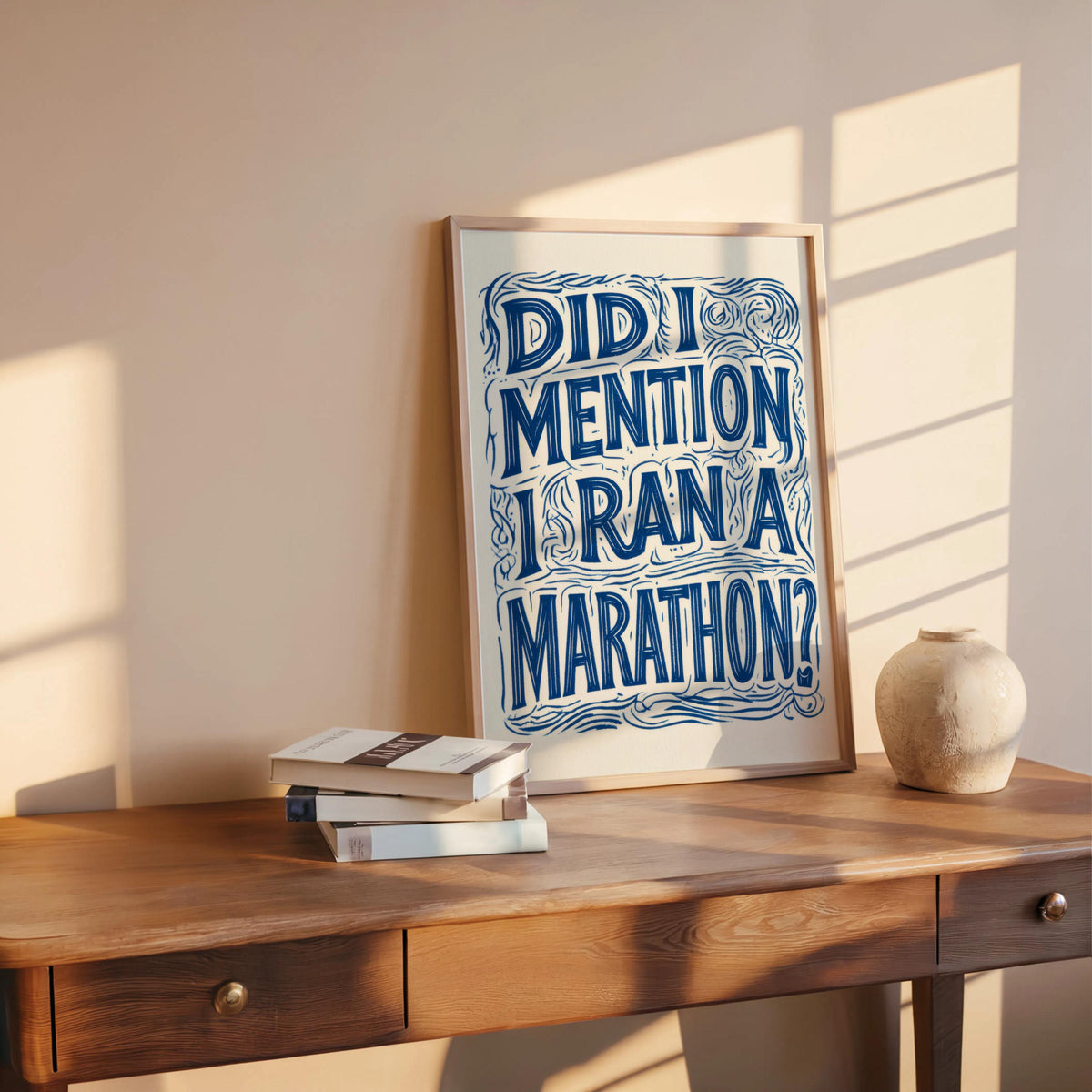 Funny Marathon Finisher Wall Art, Did I Mention I Ran A Marathon Poster, Running Quote Print, Runner Sports Joke Gift, Eclectic Typography
