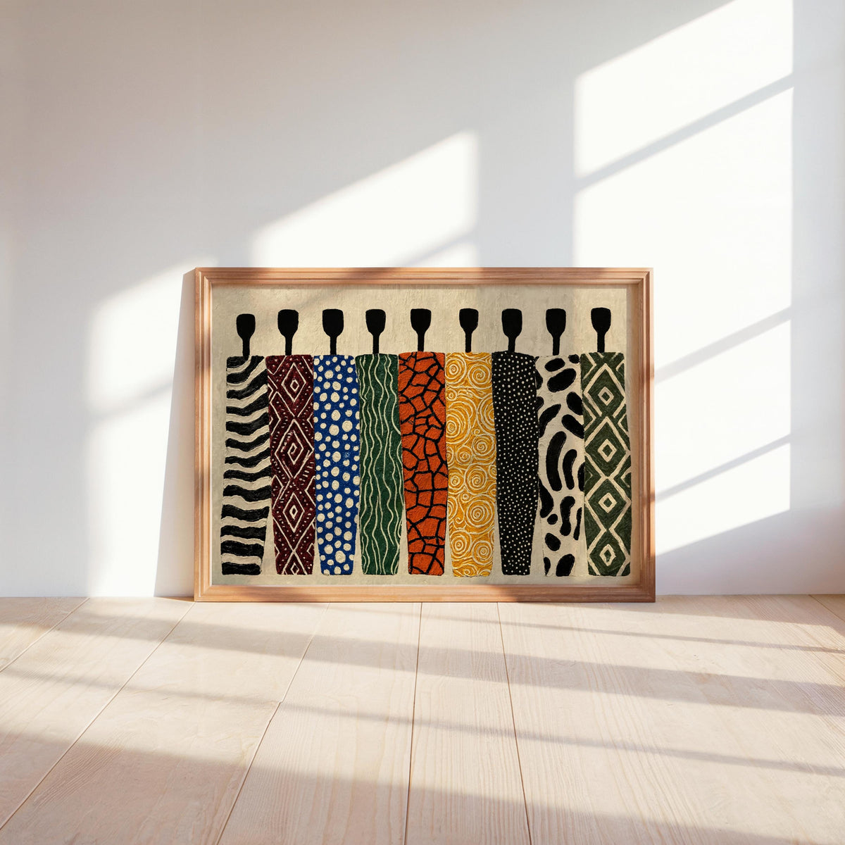 Abstract African Art Print, Ethnic Tribal Figures Wall Art, Afrocentric Black People Figurative Decor, Modern Colorful Cultural Afro Panel