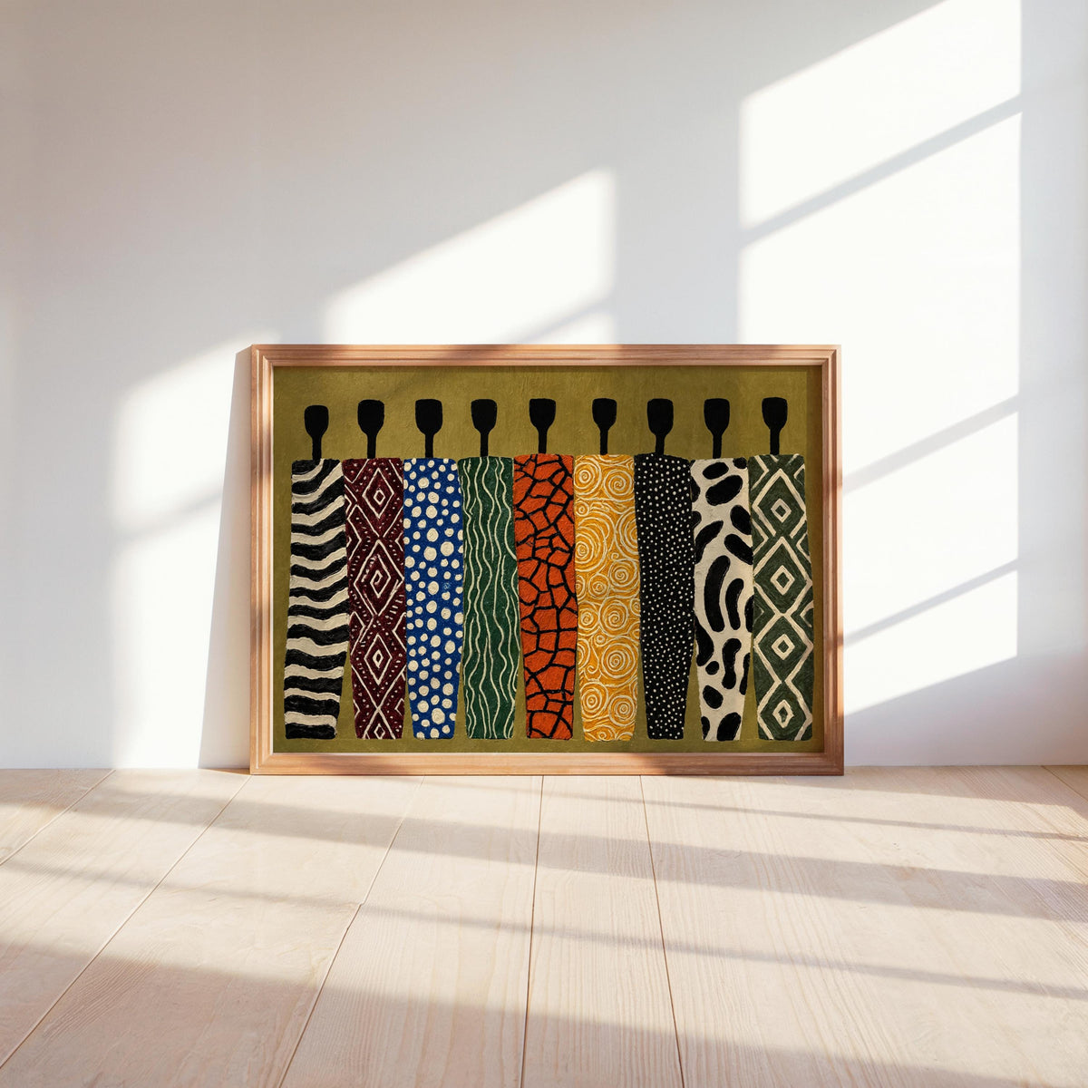 Abstract African Art Print, Ethnic Tribal Figures Wall Art, Afrocentric Black People Figurative Decor, Modern Colorful Cultural Afro Panel