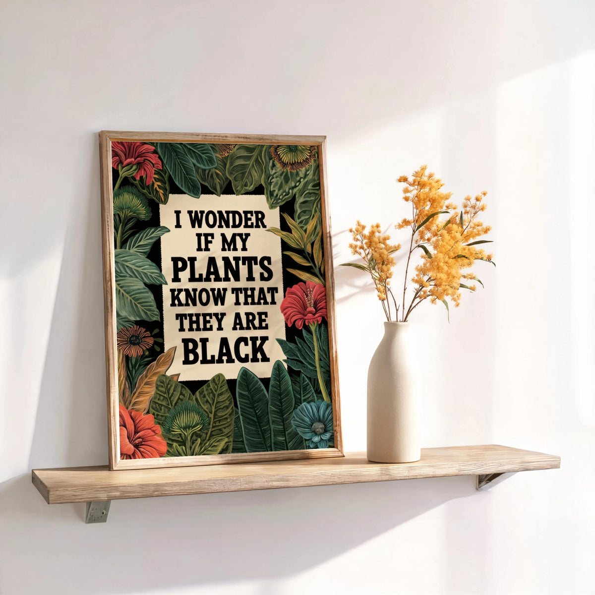 Black Plant Parent Wall Art, Vintage Botanical Quote, Afrocentric Floral Print, Black Culture Pride, Unapologetic Woman Decor