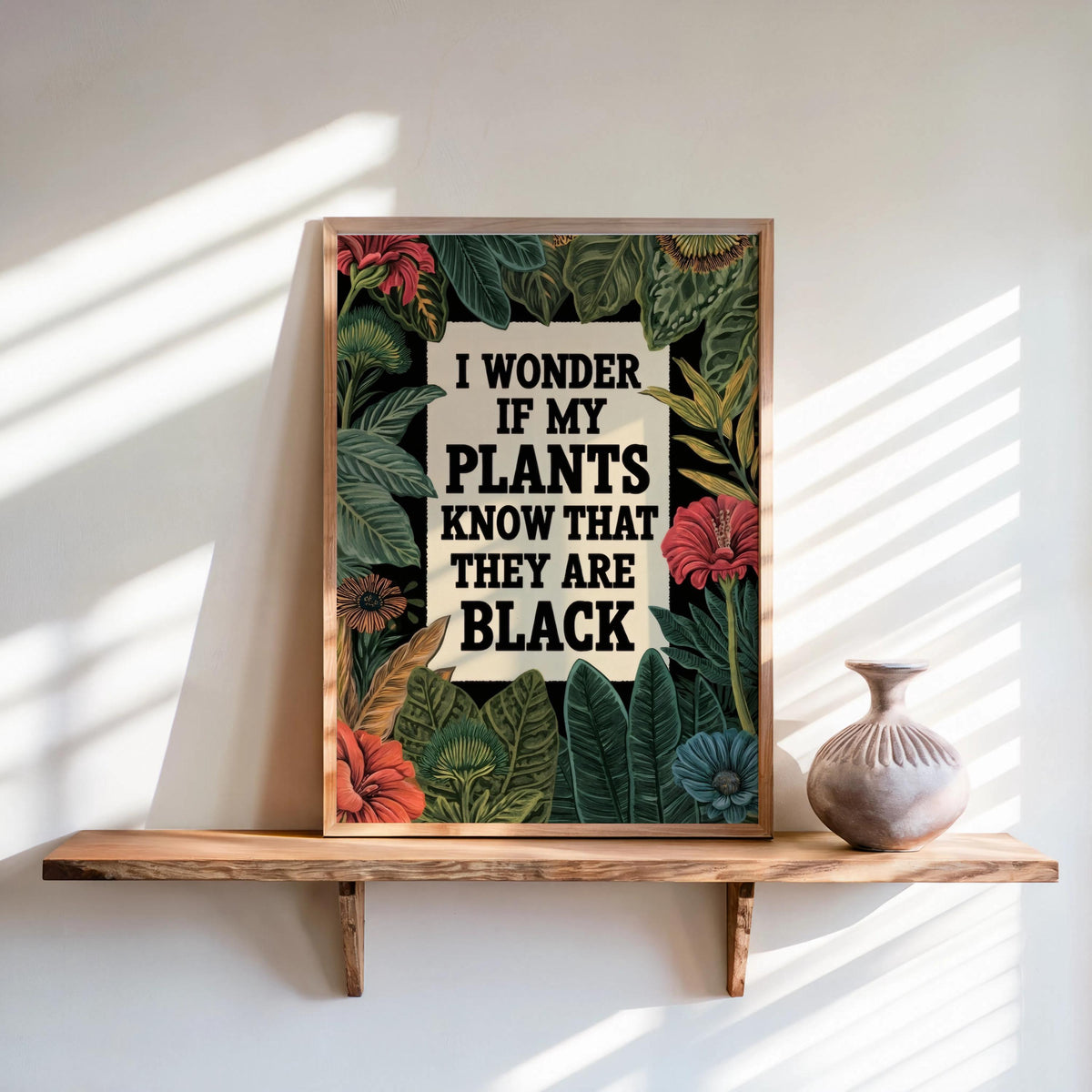 Black Plant Parent Wall Art, Vintage Botanical Quote, Afrocentric Floral Print, Black Culture Pride, Unapologetic Woman Decor