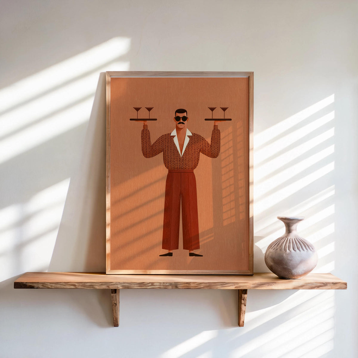 Retro Bar Martini Wall Art, Mid Century Modern Waiter Print, Funny Cocktail Cart Poster, Vintage Kitchen Decor, Quirky Man Cave Gift