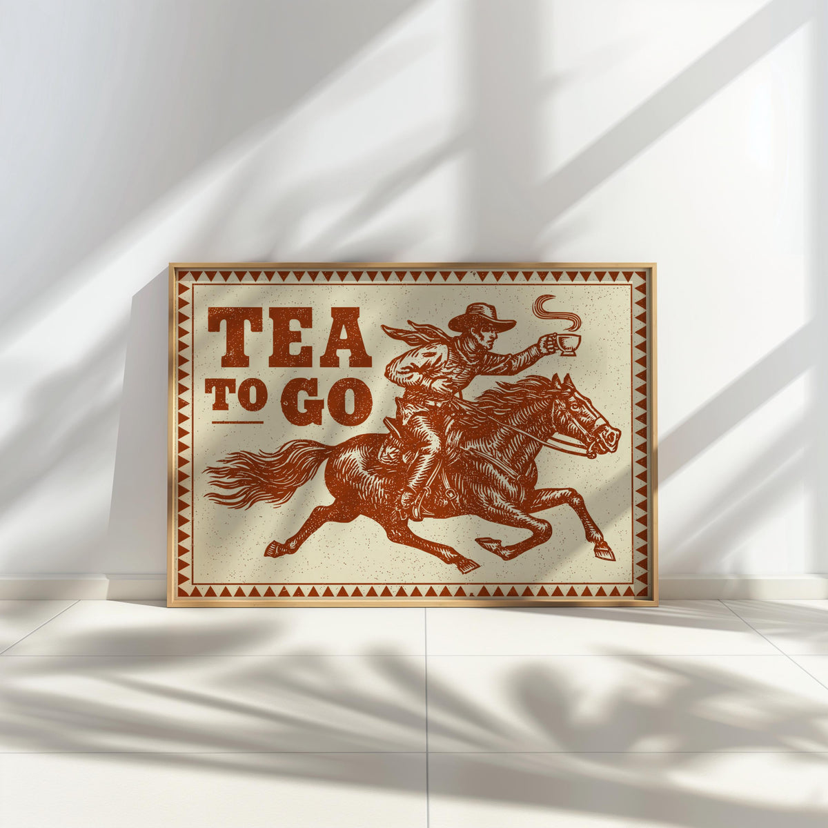 Cowboy Tea Art Print, Wild West Kitchen Wall Art, Vintage Saloon Poster