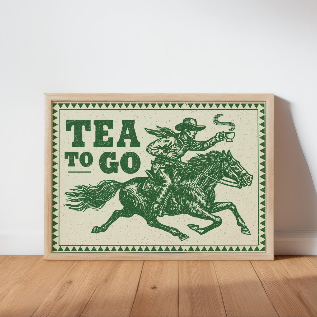 Cowboy Tea Art Print, Wild West Kitchen Wall Art, Vintage Saloon Poster