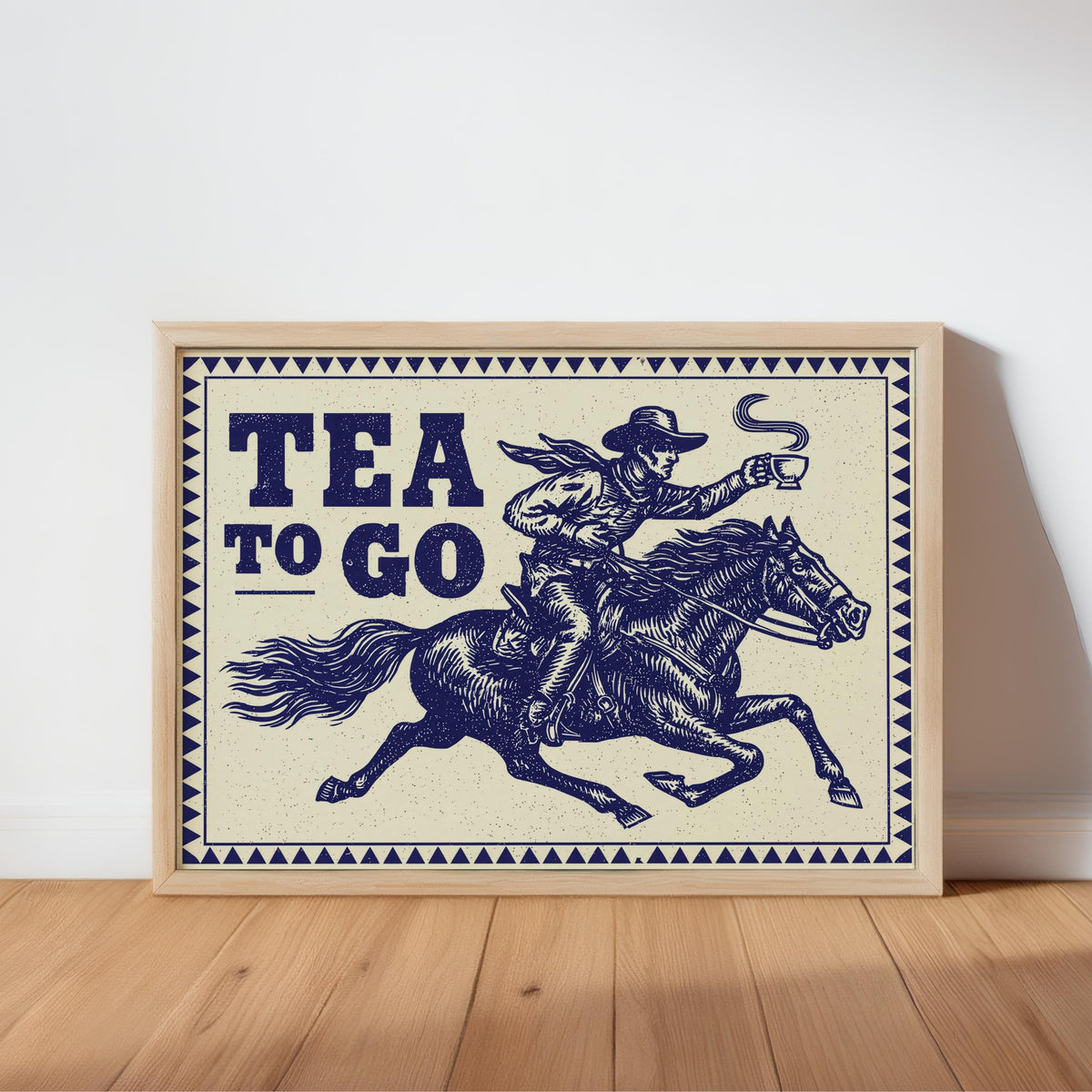 Cowboy Tea Art Print, Wild West Kitchen Wall Art, Vintage Saloon Poster