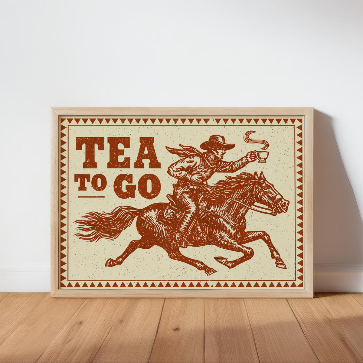 Cowboy Tea Art Print, Wild West Kitchen Wall Art, Vintage Saloon Poster