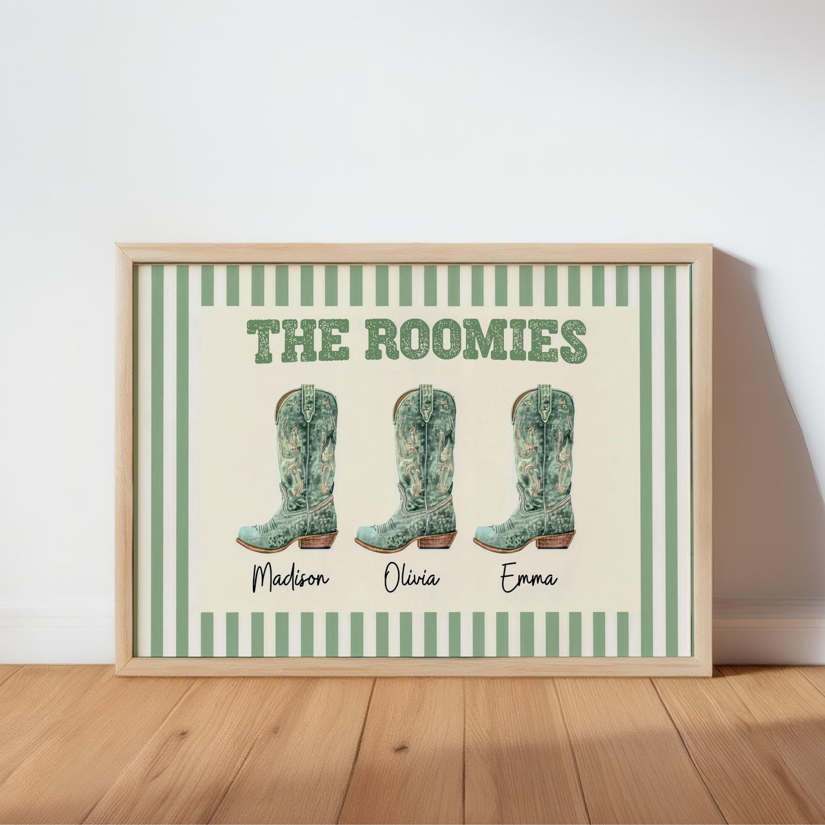 Custom Roommate Cowgirl Boot Wall Art, Personalized Western Nursery College Dorm Decor, Best Friend Cowboy Roomie Print, Girly Family Poster