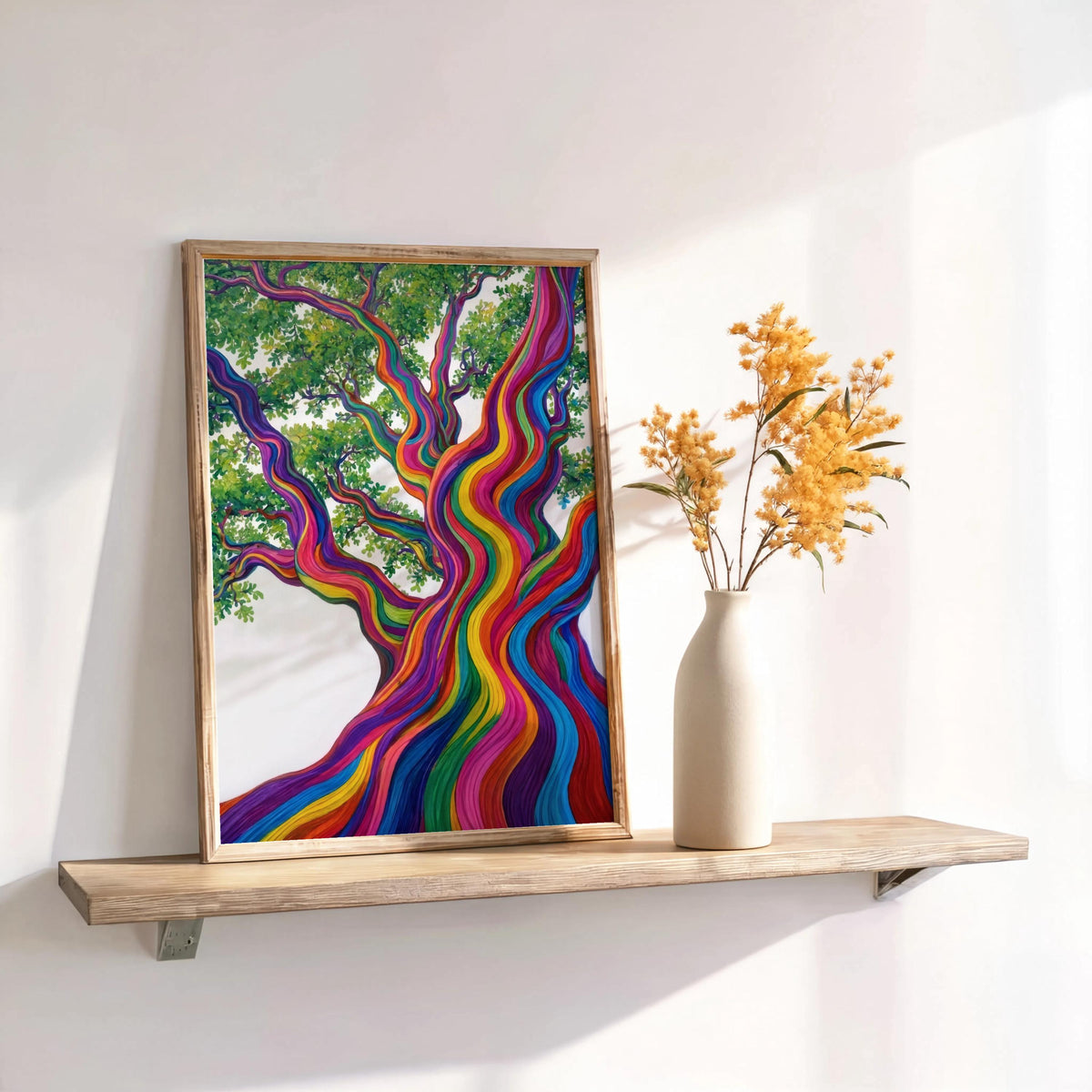 Rainbow Eucalyptus Tree Art Print, Psychedelic Forest Botanical Poster