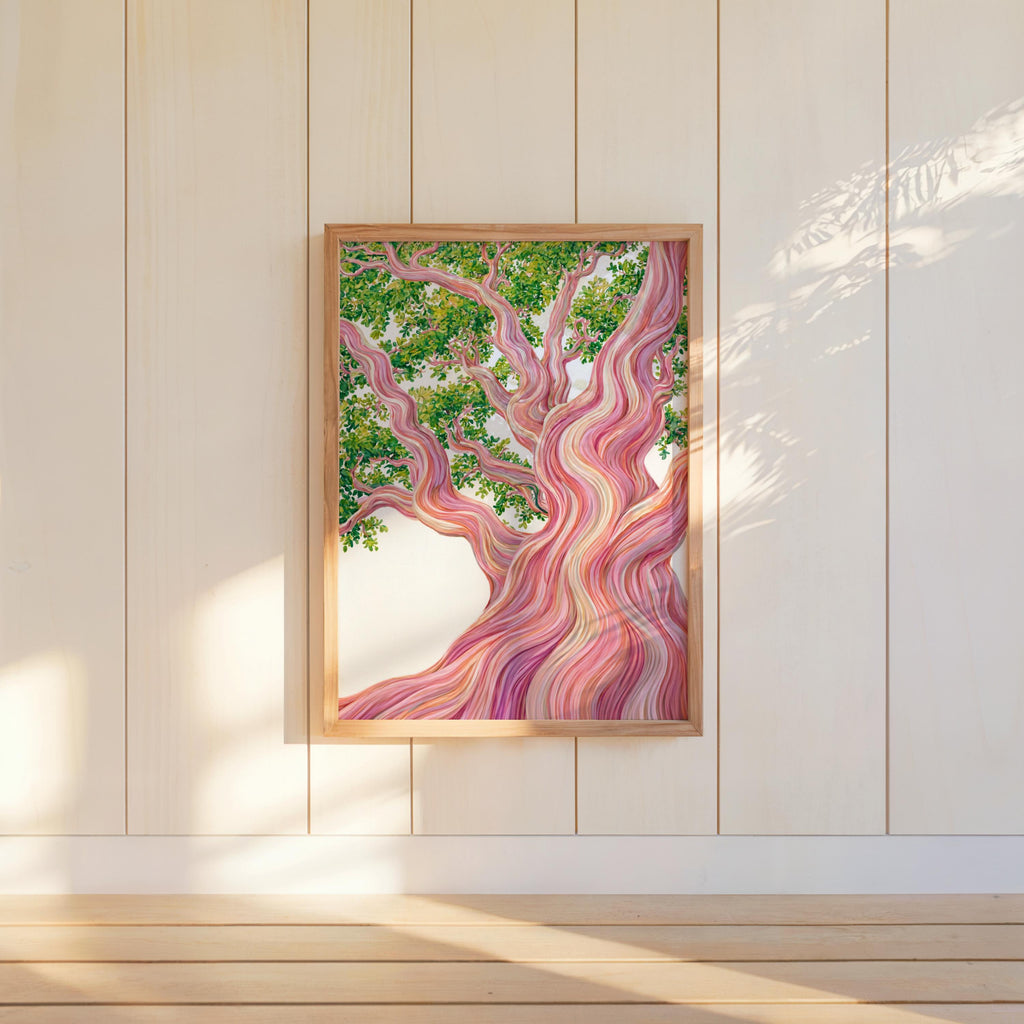 Rainbow Eucalyptus Tree Art Print, Psychedelic Forest Botanical Poster