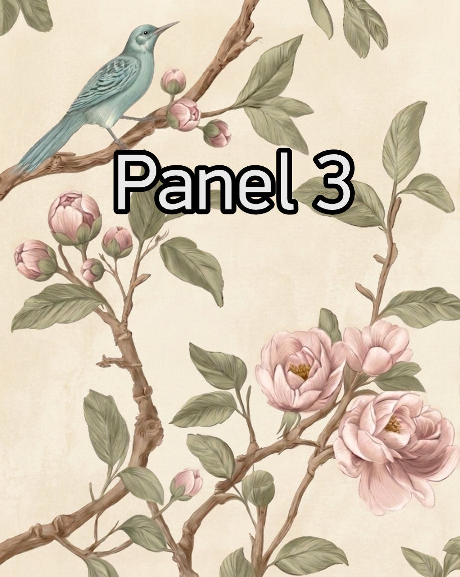Neutral Chinoiserie Set of 2, Beige Pastel Floral Birds Print, Chinese Wallpaper, Retro Coquette Wall Art, Light Botanical Tapestry Painting