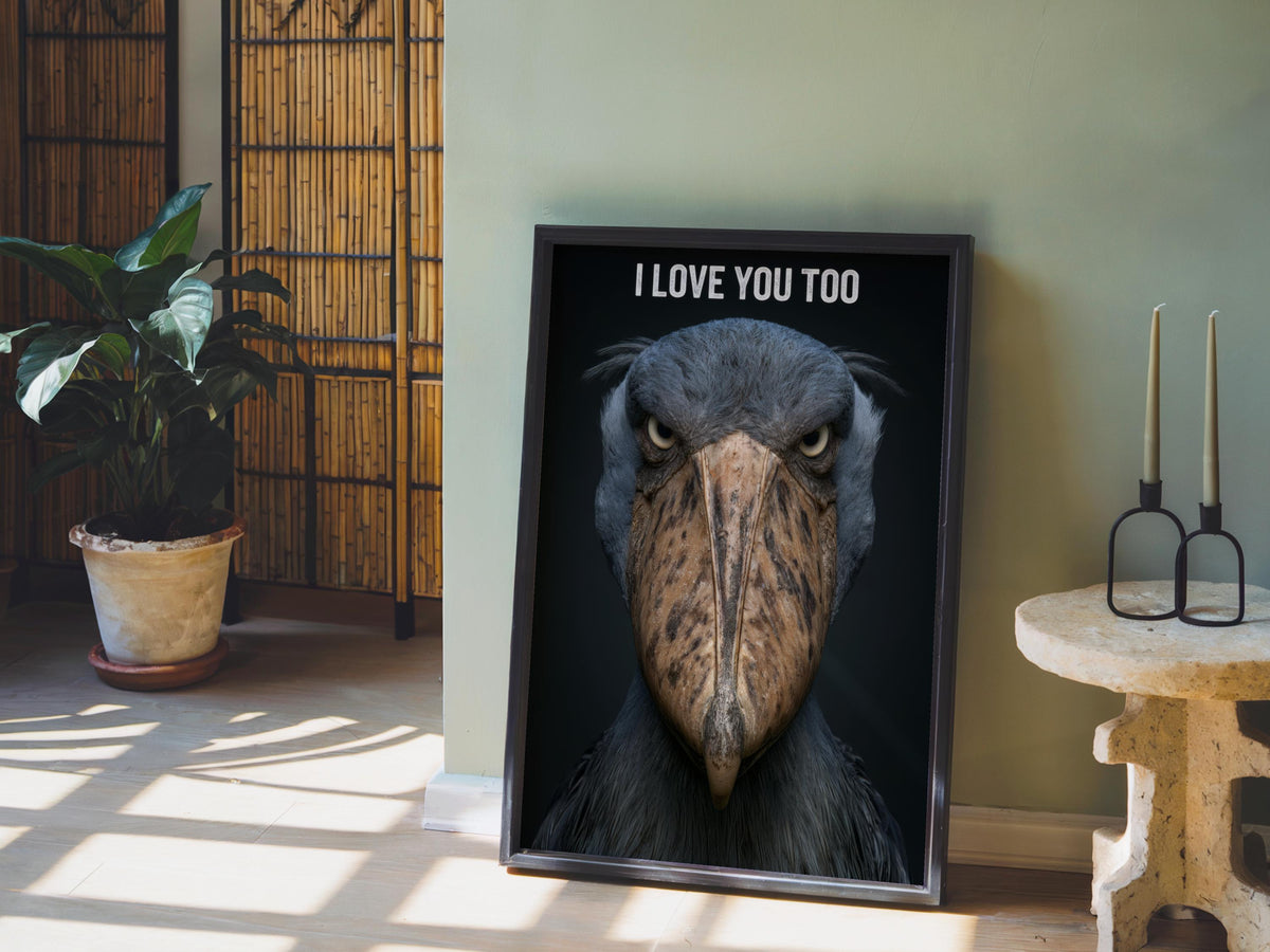 Shoebill Stork Wall Art, Funny Custom Bird Quote Poster, Personalisable Wildlife Photography, Unique Animal Lover Gift, Quirky Home Decor